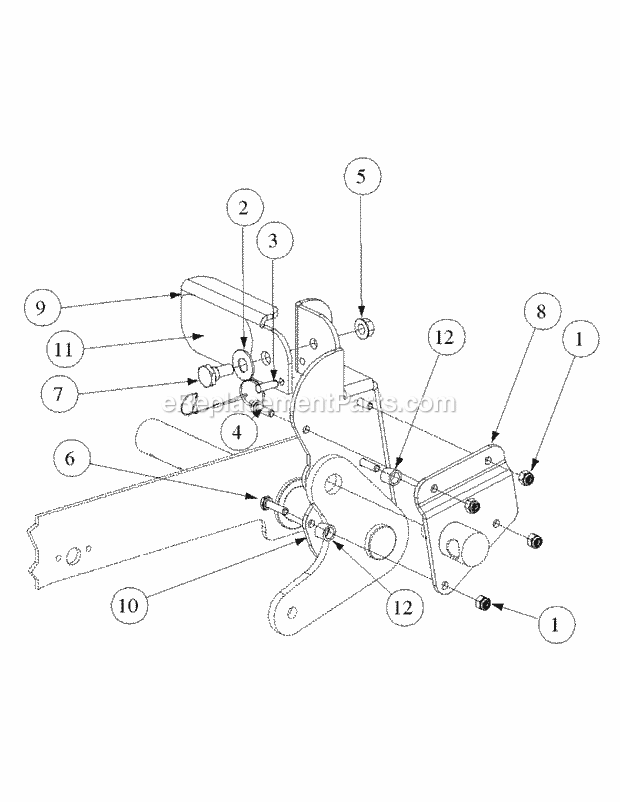Foot Pedal Deck Lift Assembly Diagram and Parts List for M60-KW 53BH5D8X750 Cub Cadet Sprayer